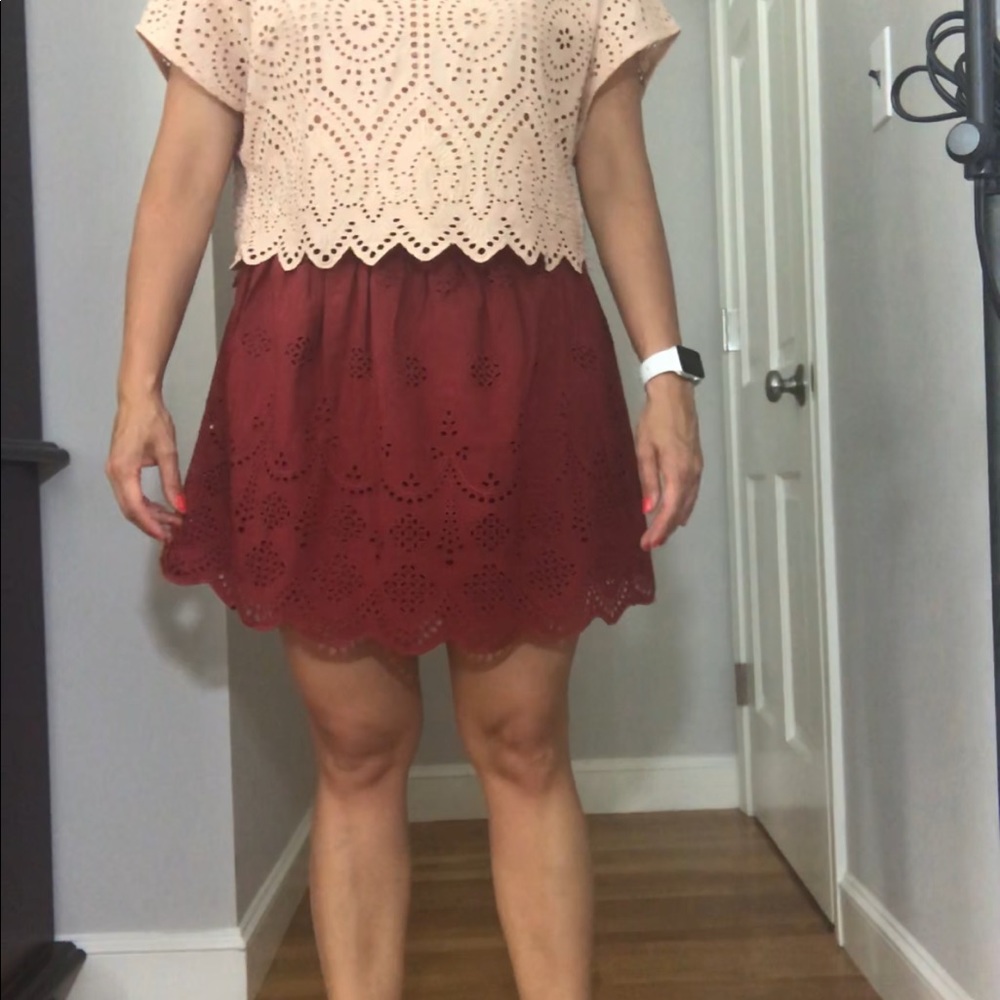 Madewell Mini Embroidered Skirt with Scalloped Hem and Eyelets